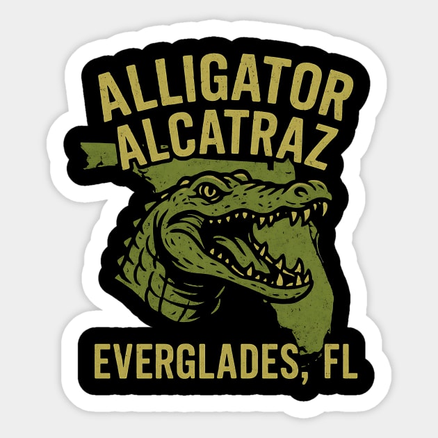 Alligator Alcatraz Florida Everglades Retro Adventure Badge Sticker by ArtistTee ⭐⭐⭐⭐⭐